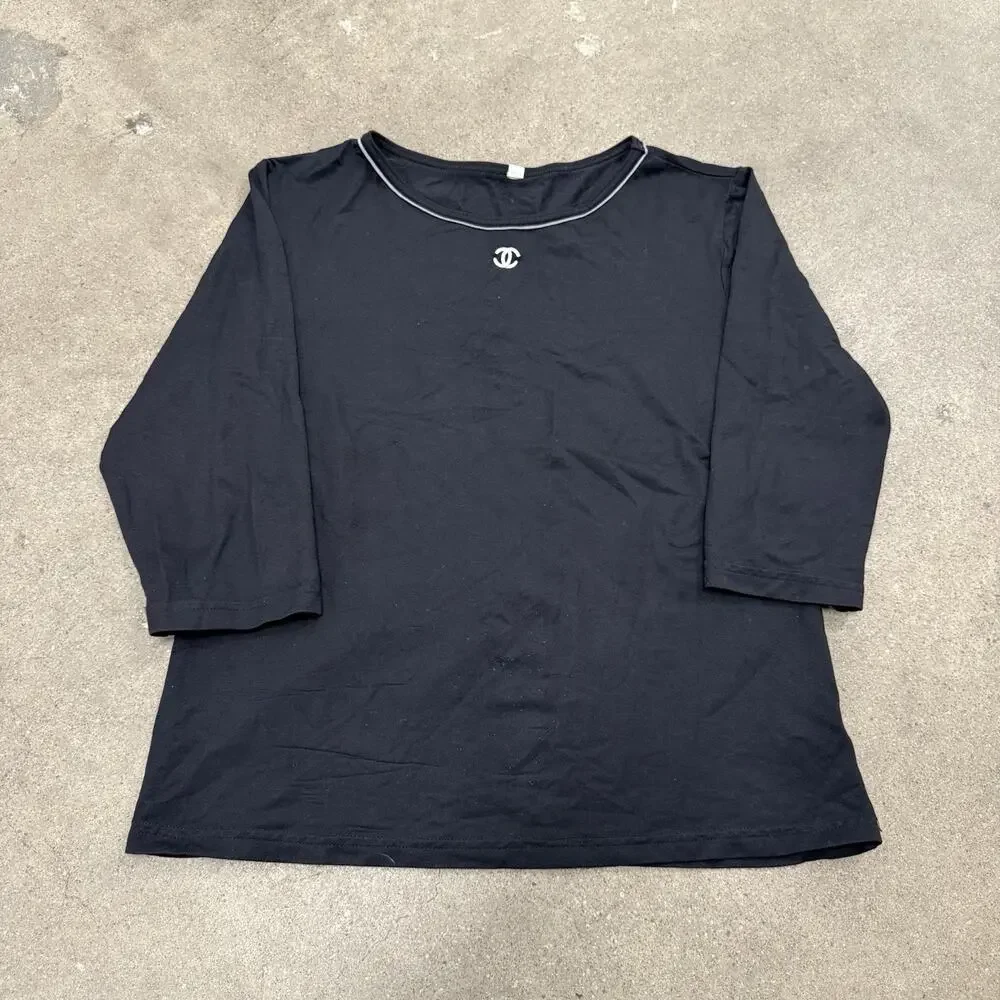 VINTAGE 90s CHANEL DESIGNER 3/4 SLEEVE EMPLOYEE BLOUSE WOMENS SMALL